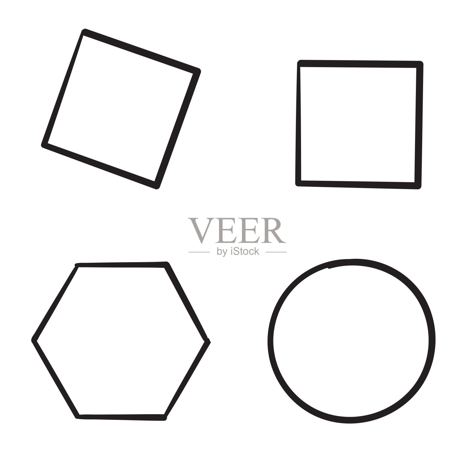 手绘框架，细线套邀请装饰或其他设计。矢量插图的几何框架涂鸦插画图片素材