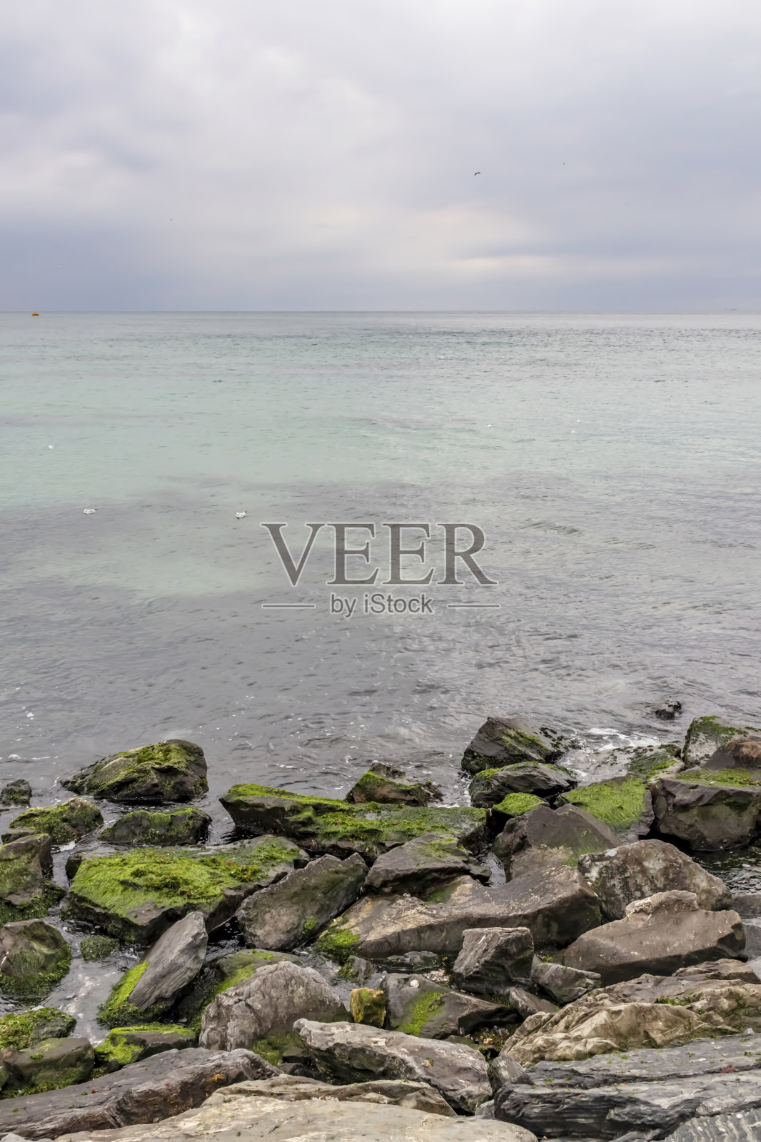 马尔马拉海在冬季和多云天气的观点照片摄影图片