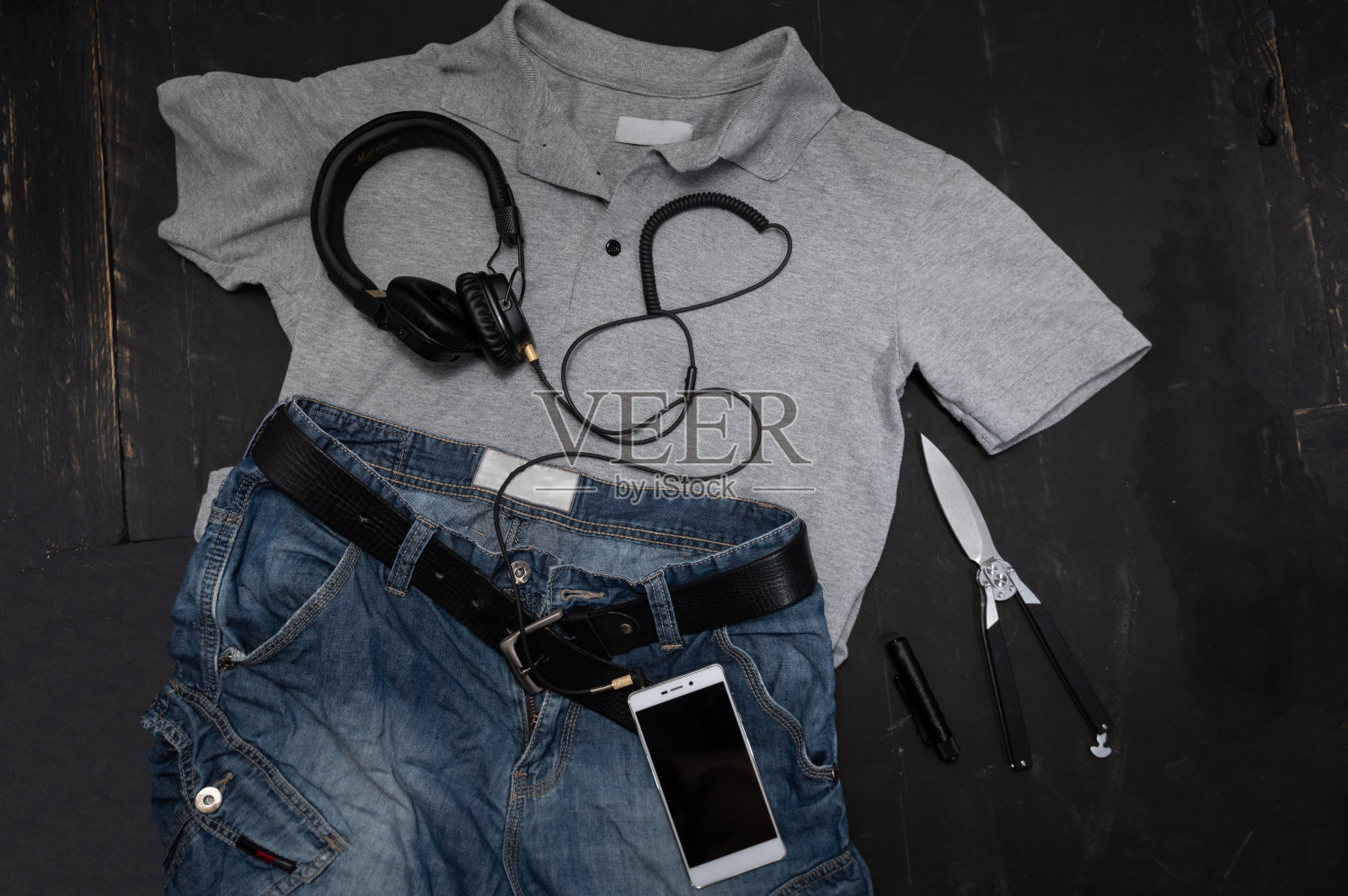 男士服装及配饰。男人的风格。男人的事情。照片摄影图片