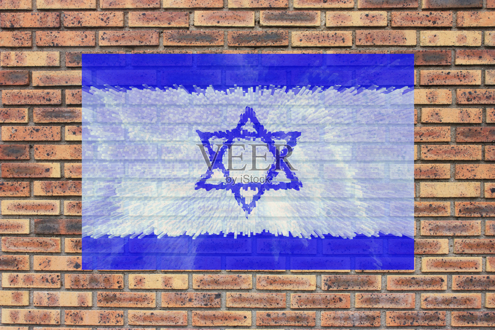 砖墙上电脑图形中的以色列国旗照片摄影图片
