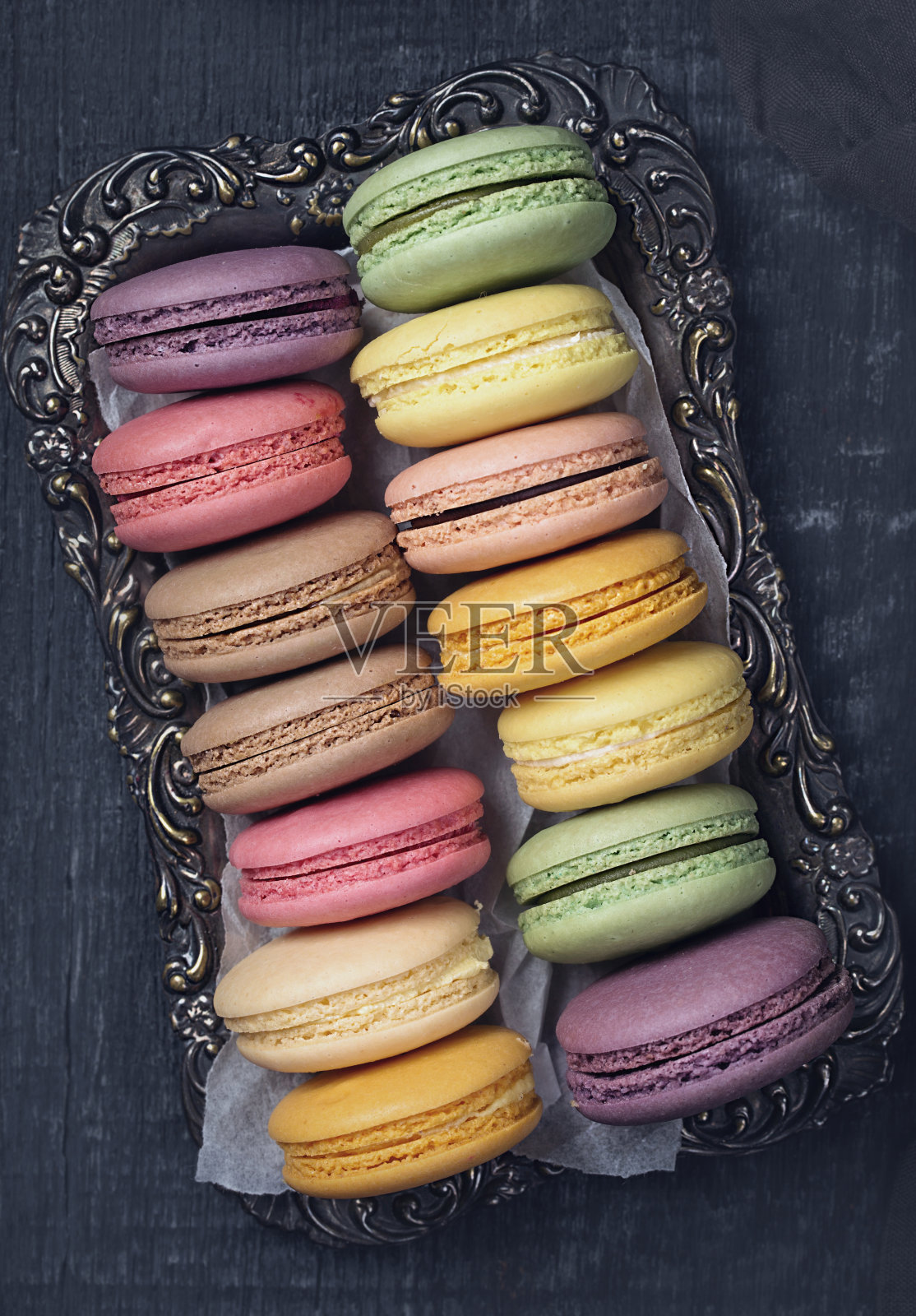 色彩斑斓的马卡龙照片摄影图片