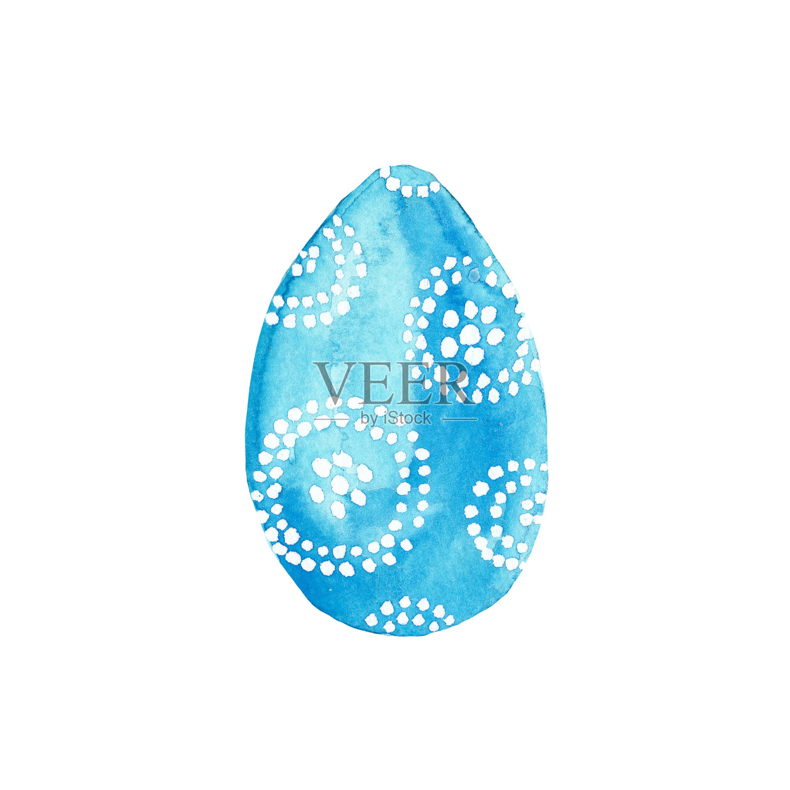 水彩手绘蓝色复活节彩蛋孤立在白色背景。明信片,贴纸插画图片素材