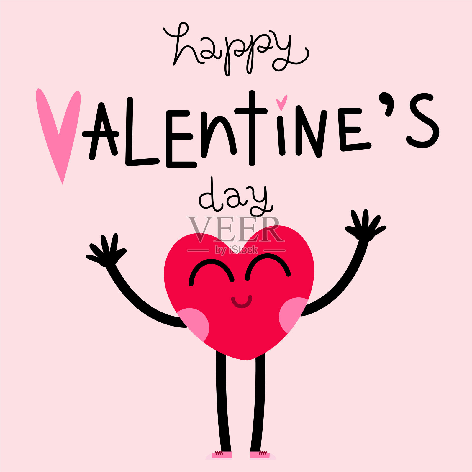 可爱的心字贺卡与字母插画图片素材