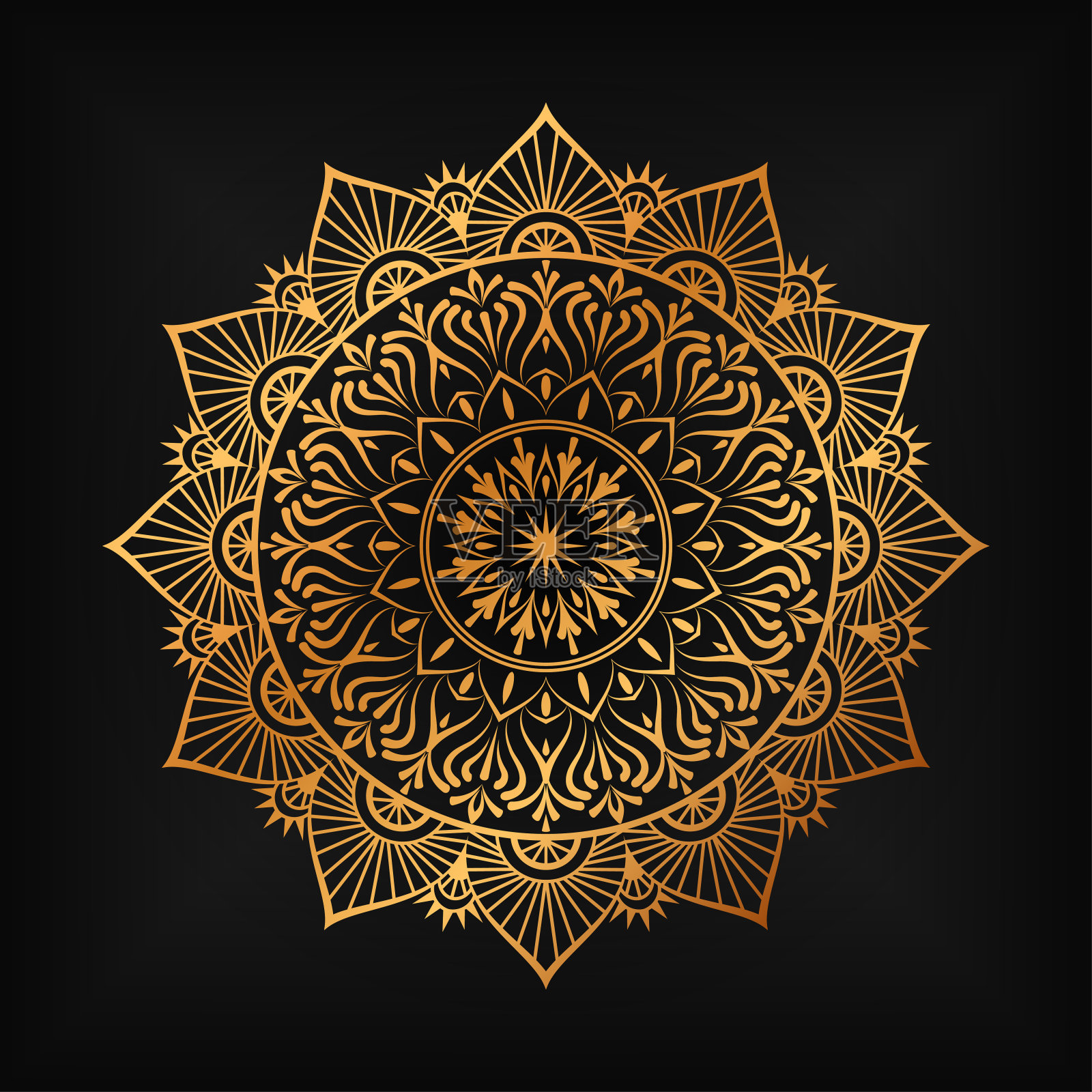 豪华装饰曼陀罗设计背景在金色插画图片素材