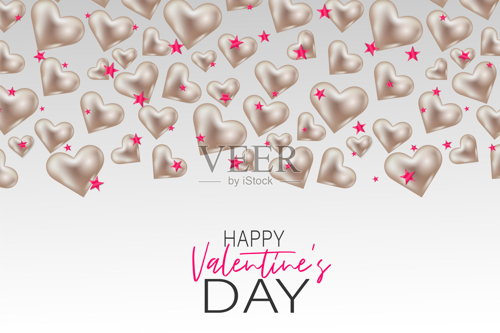 情人节横幅背景与3d心。爱的设计理念。浪漫的邀请或促销活动。矢量插图。插画图片素材