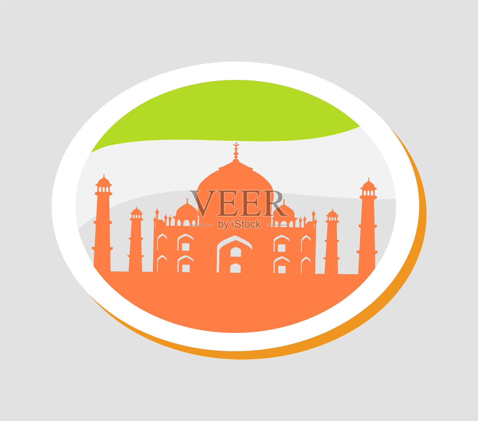 椭圆形多色佛寺图案插画图片素材