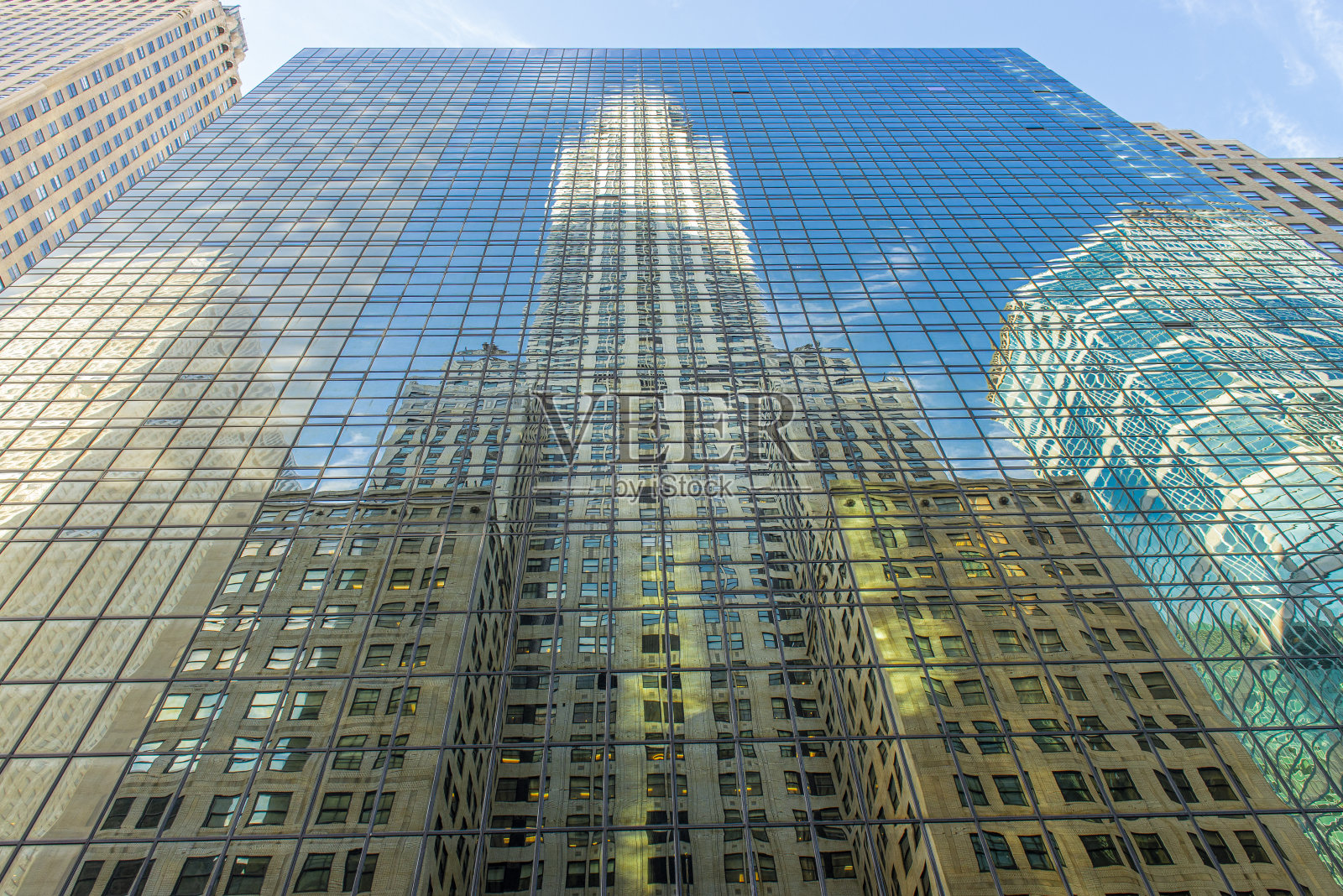 反射克莱斯勒大厦，曼哈顿，纽约市，美国照片摄影图片