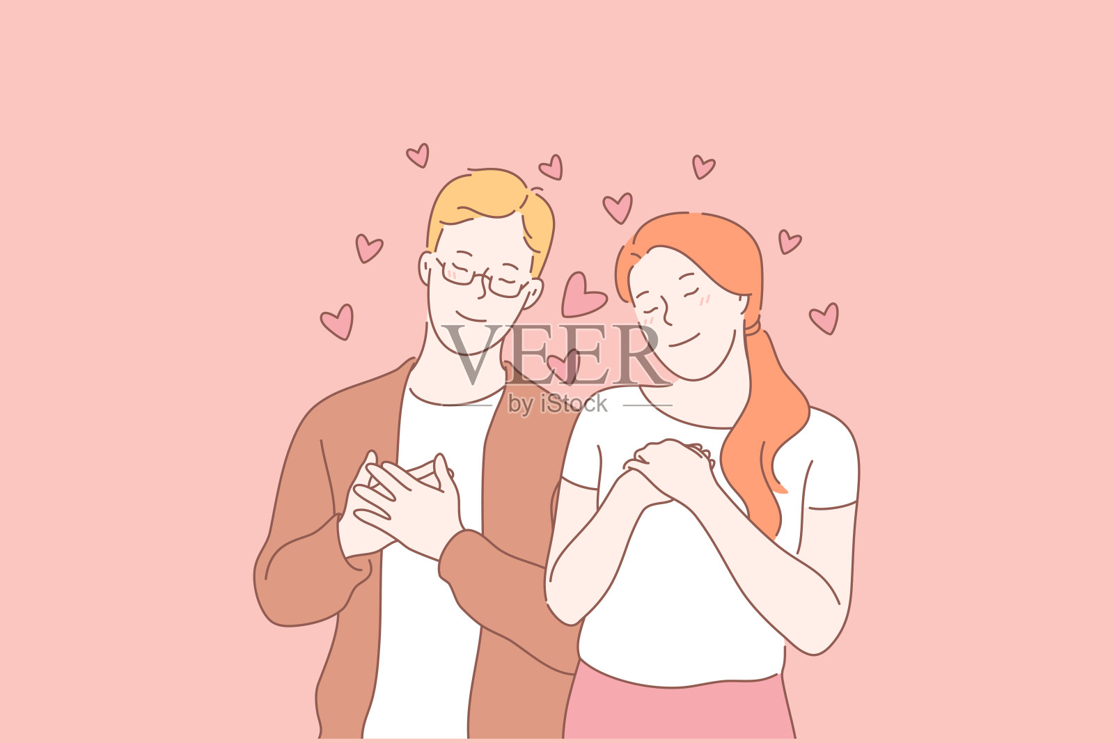 年轻人恋爱，积极的情感观念插画图片素材