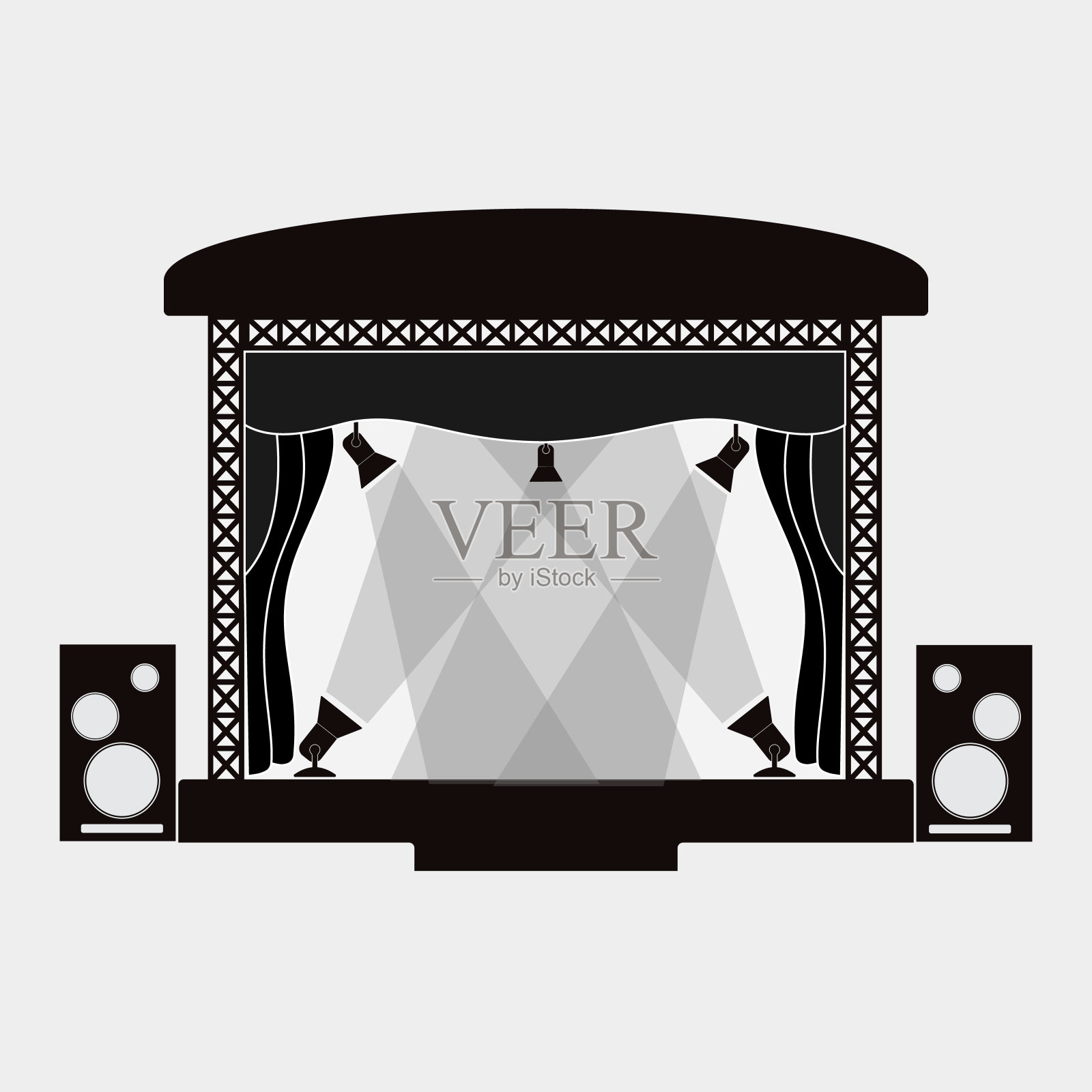 音乐会舞台和扬声器孤立的白色背景。插画图片素材