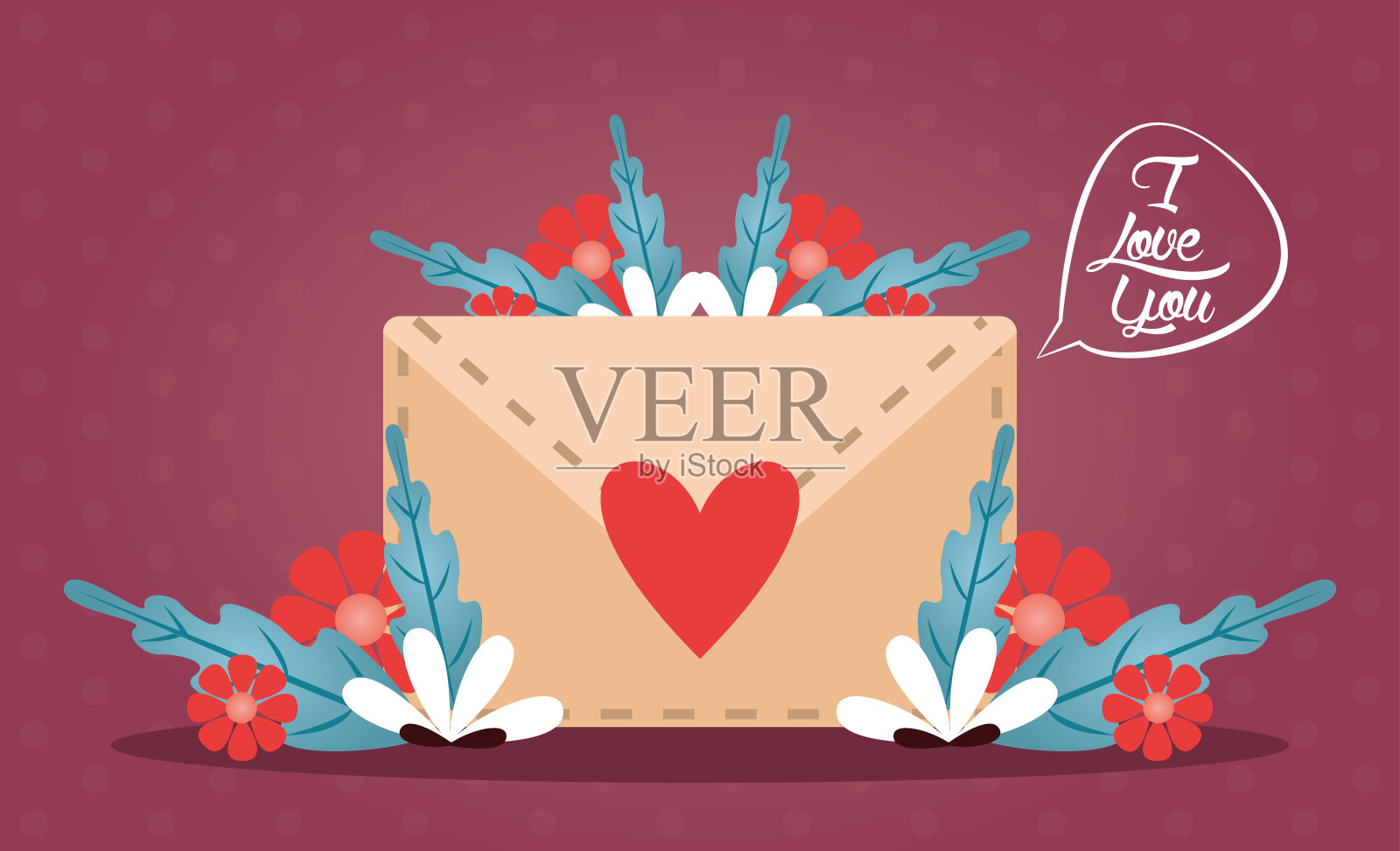 情人节快乐，信封和心设计模板素材