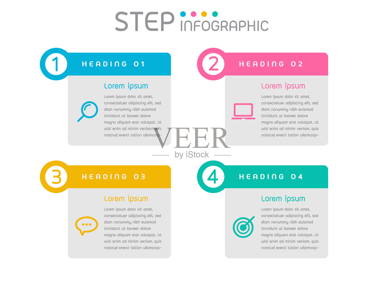 带有步骤、选项、过程或工作流的几何正方形形状元素。业务数据可视化。插画图片素材