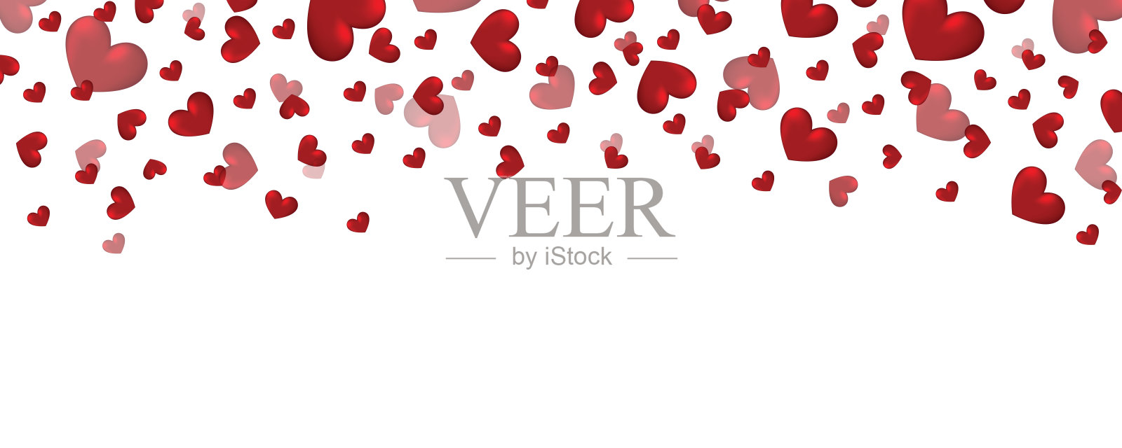 情人节用心形设计横幅，落花心设计装饰，情人心插画图片素材