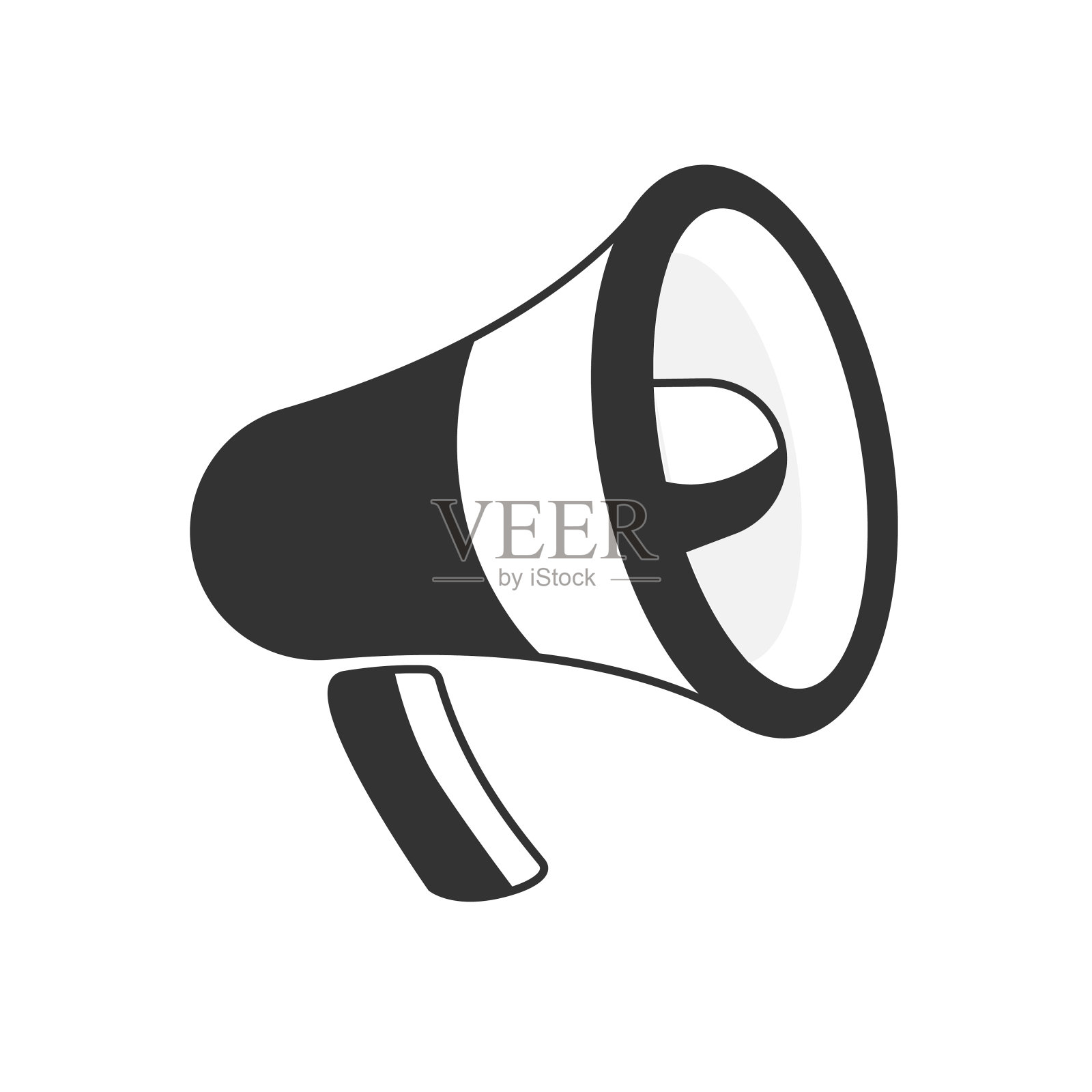 白色背景上的灰色扬声器图标。矢量插图。设计元素图片