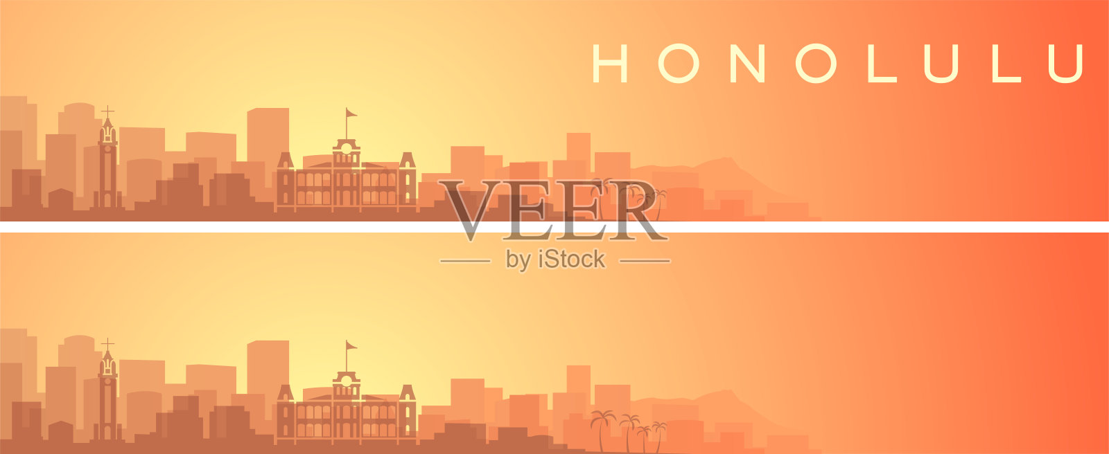 檀香山美丽的天际线风景横幅插画图片素材