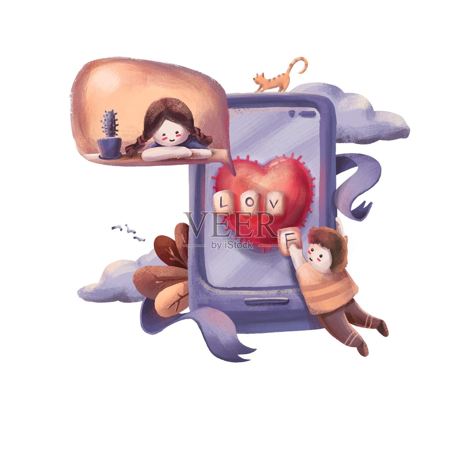 情人节祝福信息插画插画图片素材