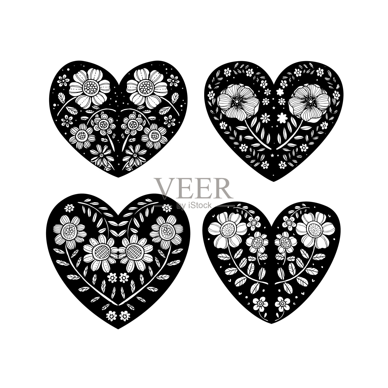 心形涂鸦花矢，情人节。情人节快乐。设计元素图片