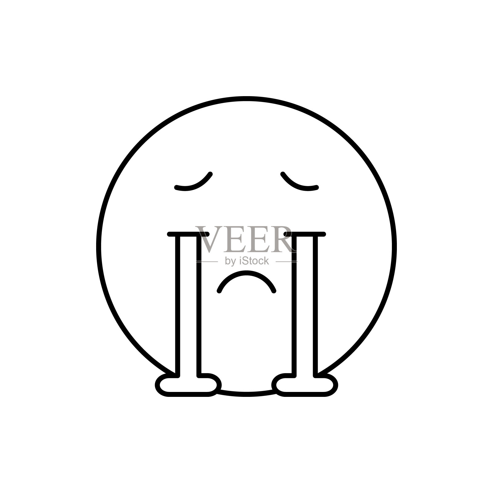 睡觉,情感图标。简单的线条，轮廓向量表达的情绪图标，用户界面和用户体验，网站或手机应用程序设计元素图片