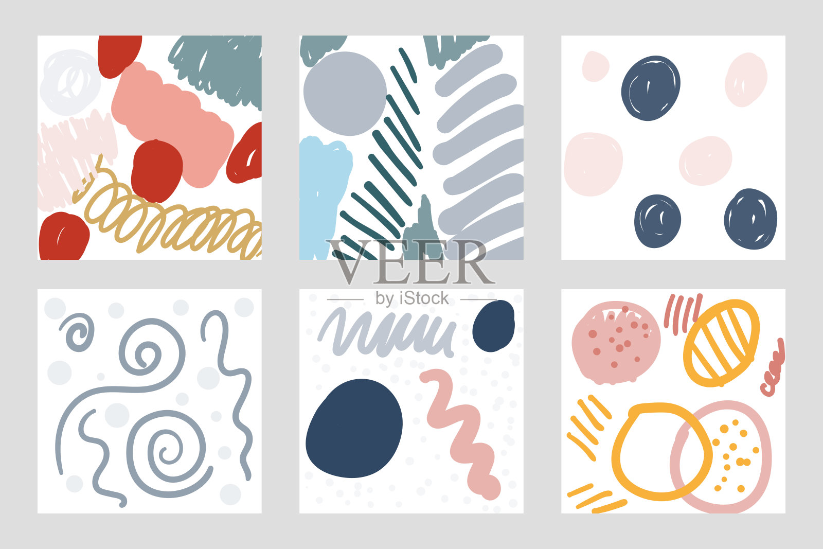 抽象几何背景的集合。封面，海报，传单，不同形状的卡片。矢量插图。插画图片素材