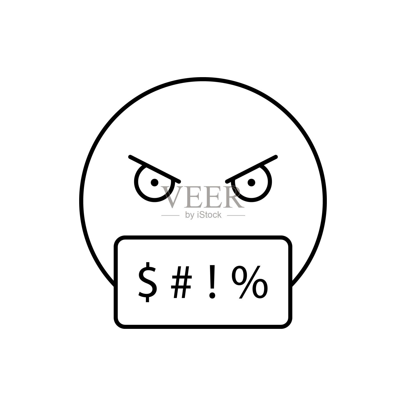 诅咒、情感图标。简单的线条，轮廓向量表达的情绪图标，用户界面和用户体验，网站或手机应用程序插画图片素材