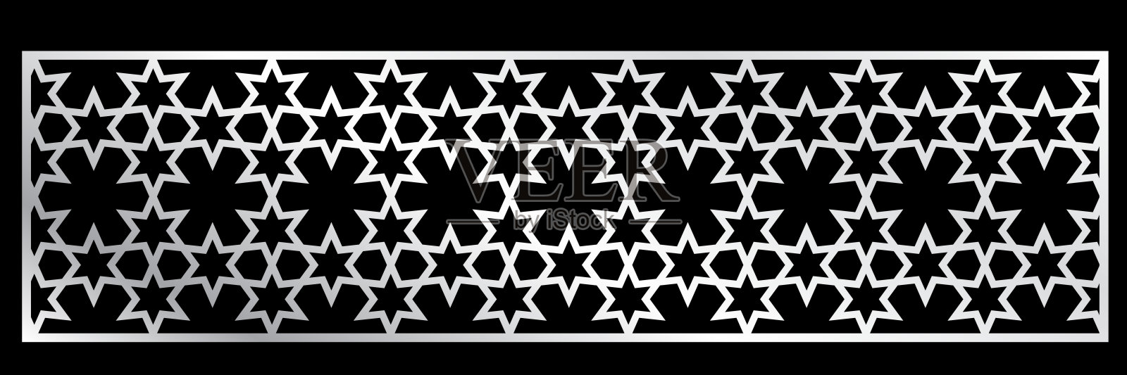 镂空剪影板与装饰性几何阿拉伯图案。印刷模板、激光切割模板、雕刻模板。矢量插图。插画图片素材