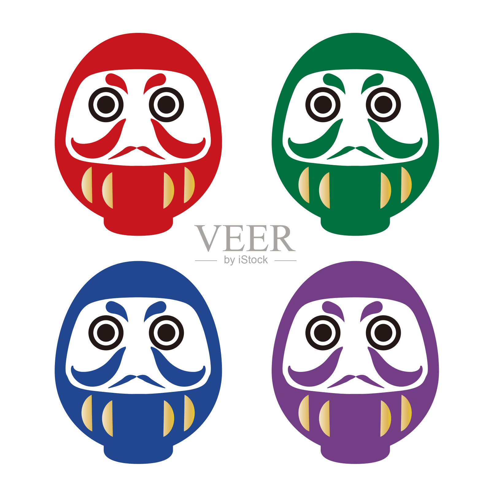 日本达摩娃娃-幸运项目图标集插画图片素材