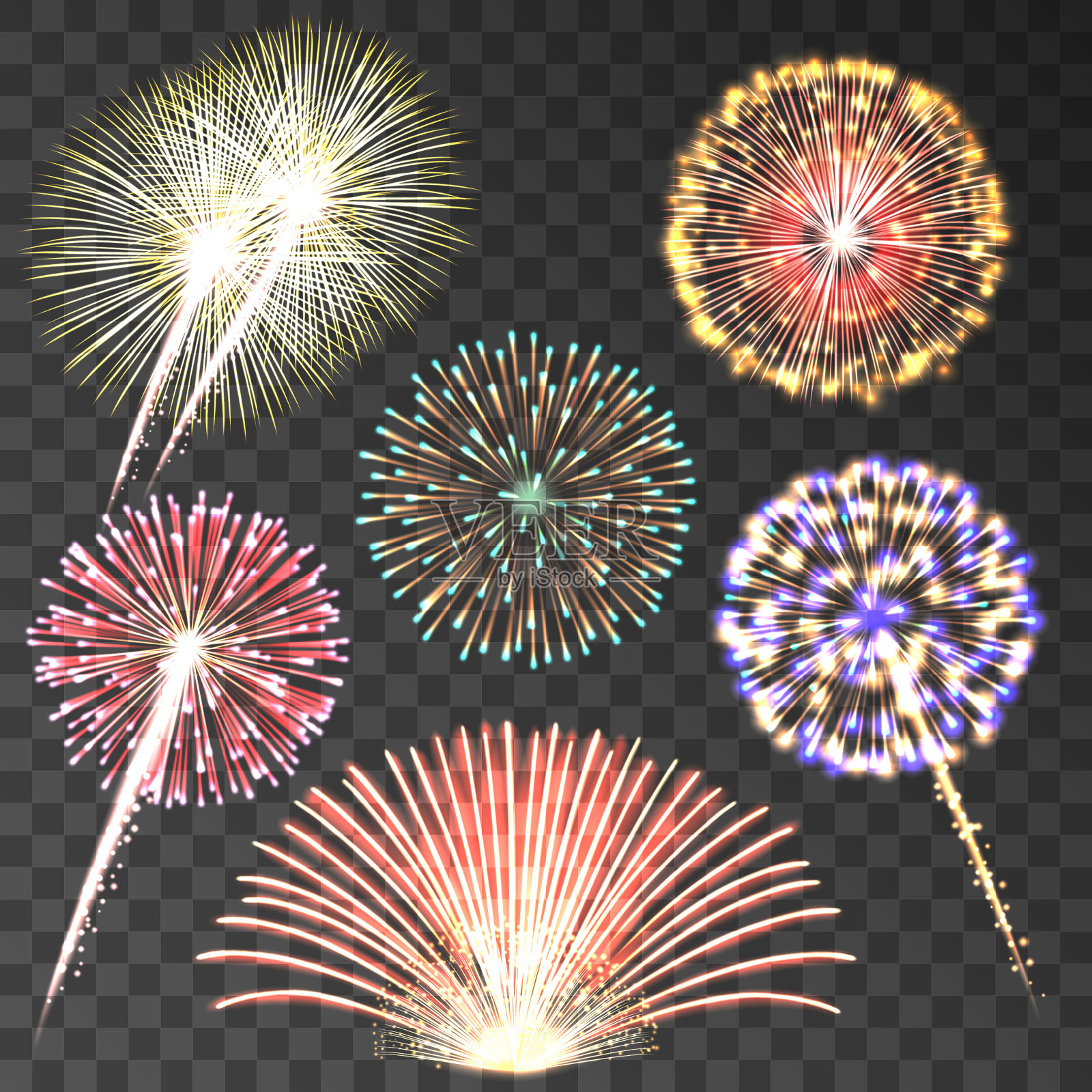 一套节日烟花。设计元素图片