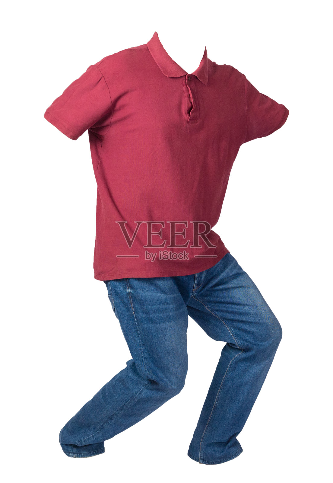 男子t恤和牛仔裤孤立在白色背景。休闲装照片摄影图片