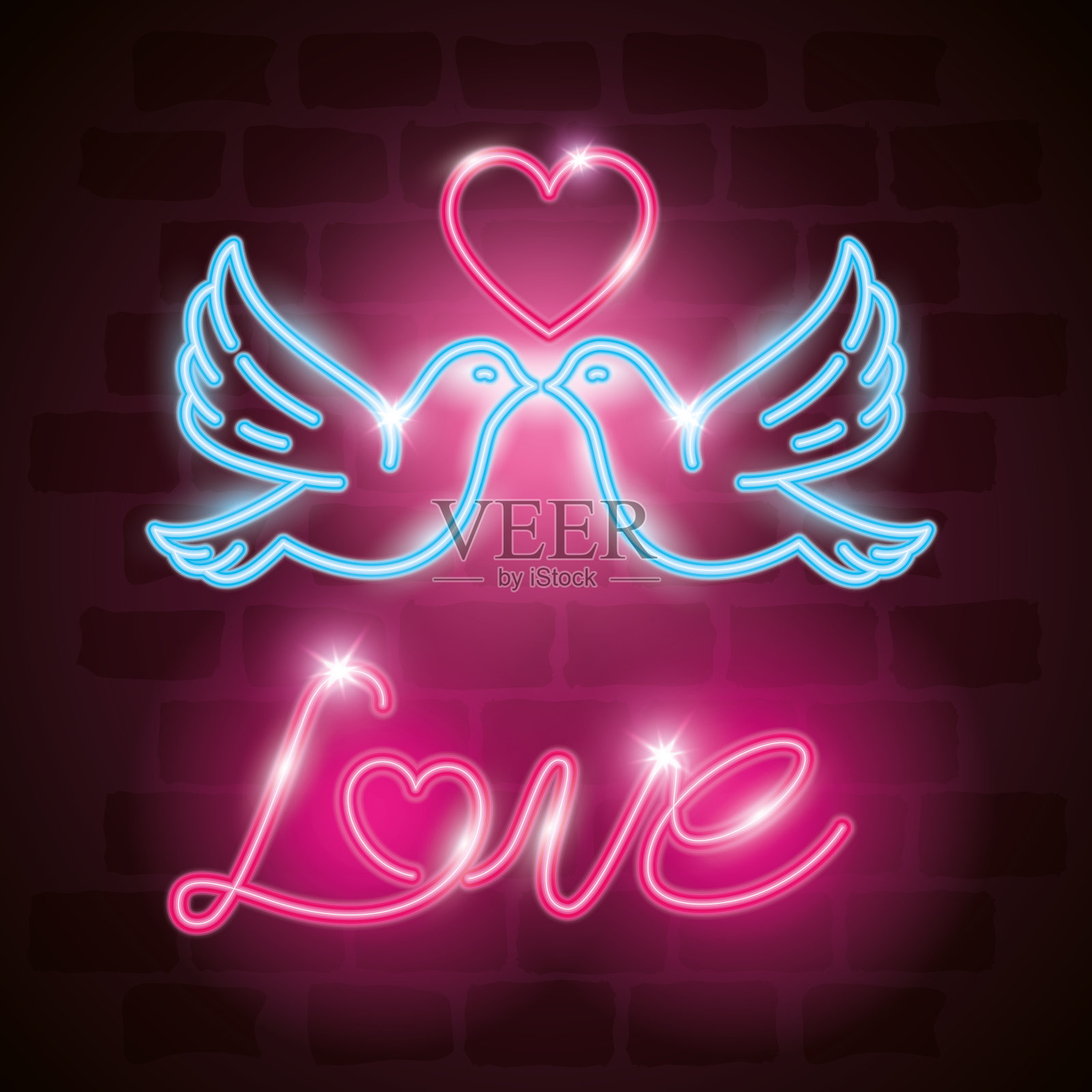 灯火通明，情人节情意绵绵插画图片素材