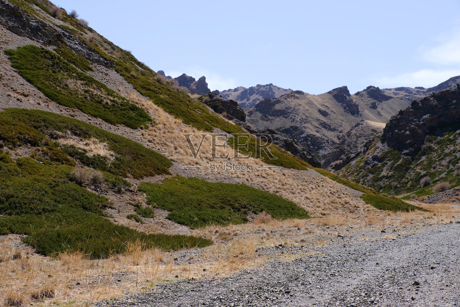 蒙古南部亦被称为“冰谷”的约尔山谷全景照片摄影图片