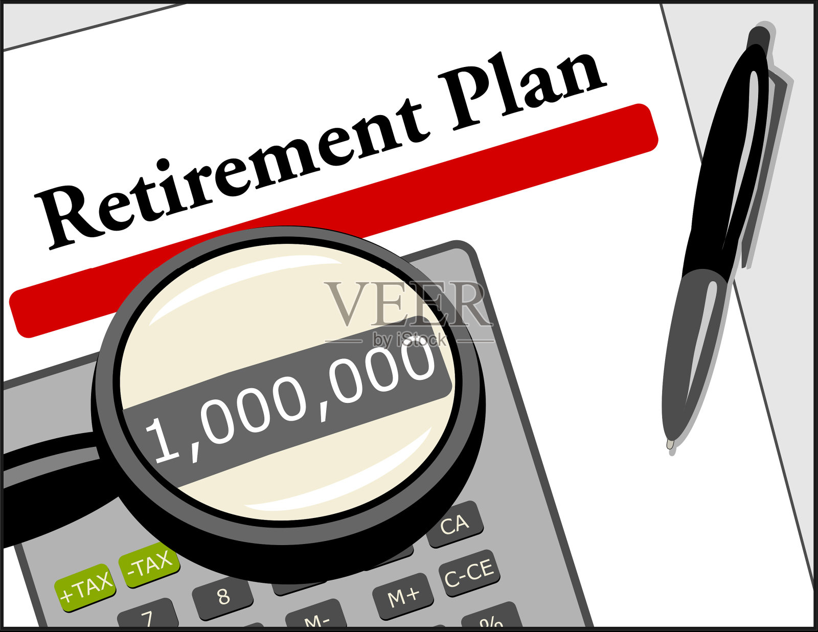 退休医生用放大镜插画图片素材