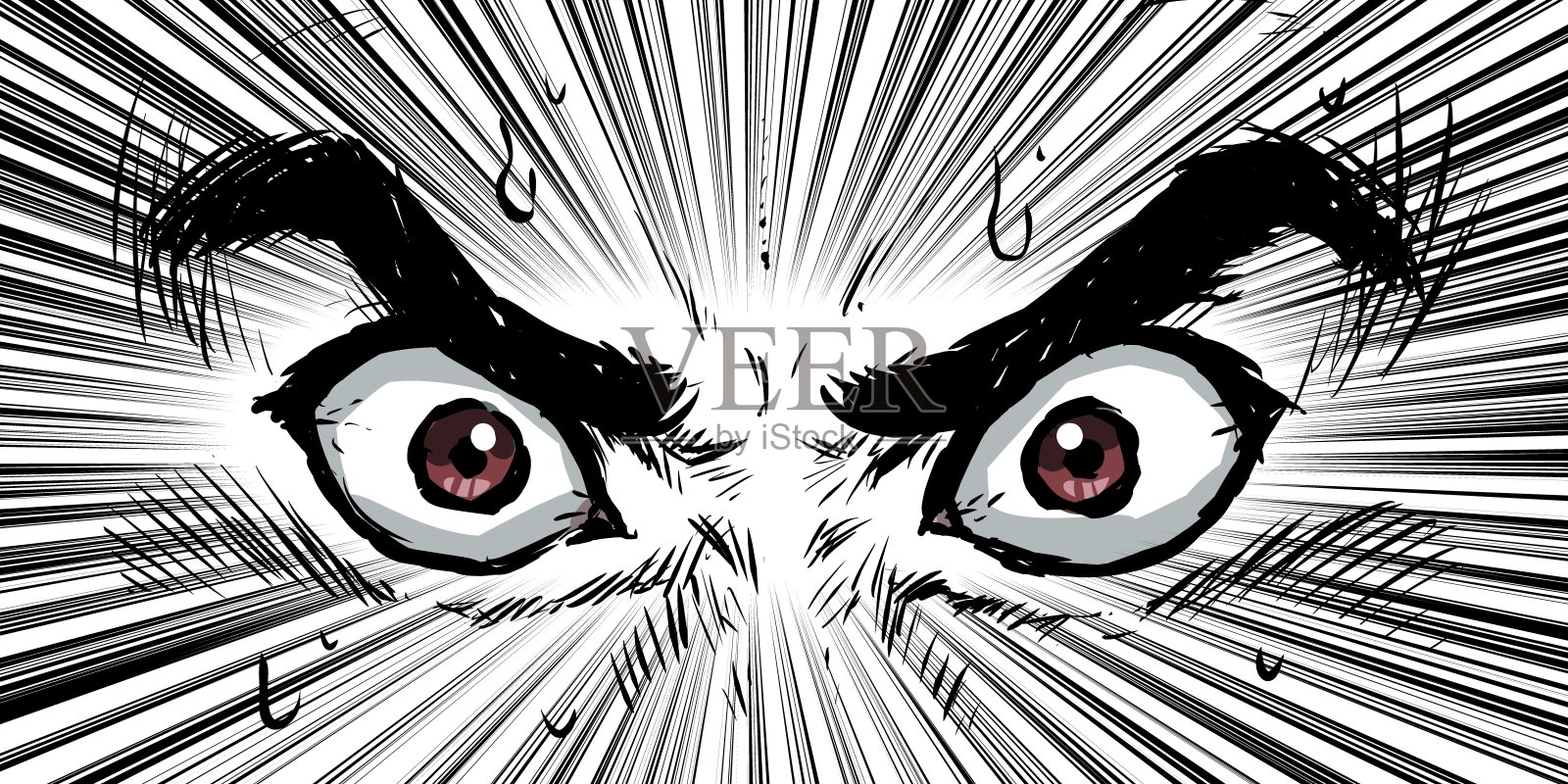 日本戏剧性的卡通般的眼睛表情插画图片素材