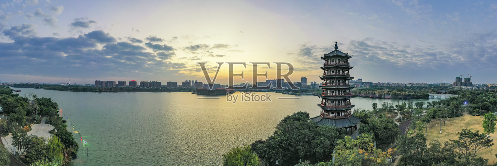 中国广东省东莞市华阳湖湿地公园航拍照片照片摄影图片