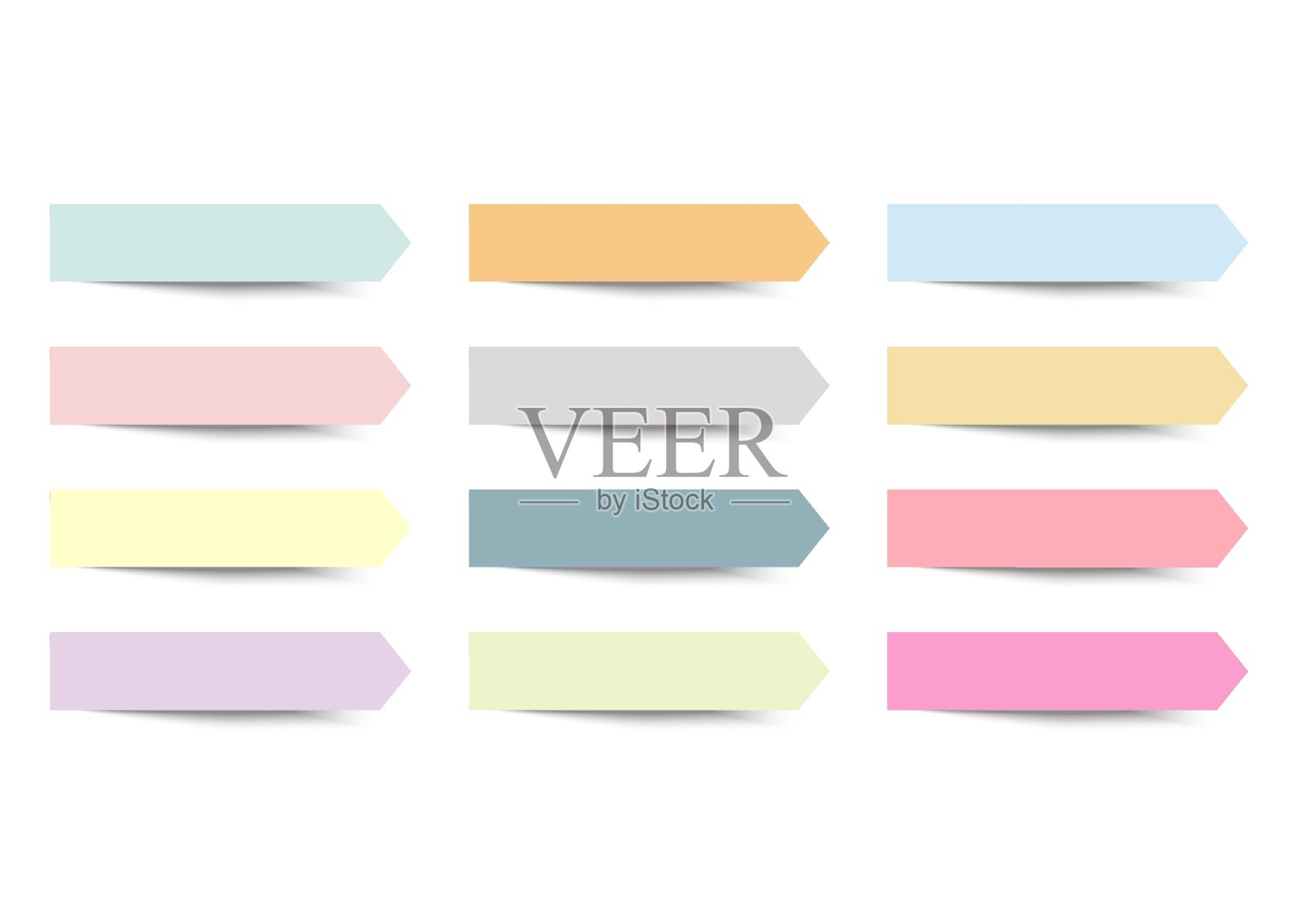 彩色箭头粘性索引纸set - Post Note - Vector插图插画图片素材