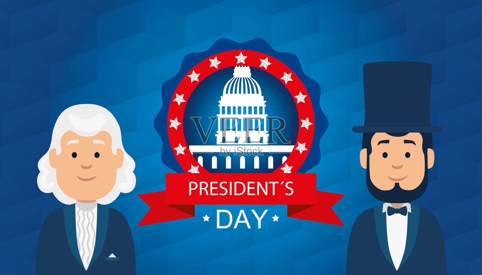 男人阿凡达卡通美国快乐总统日矢量设计插画图片素材