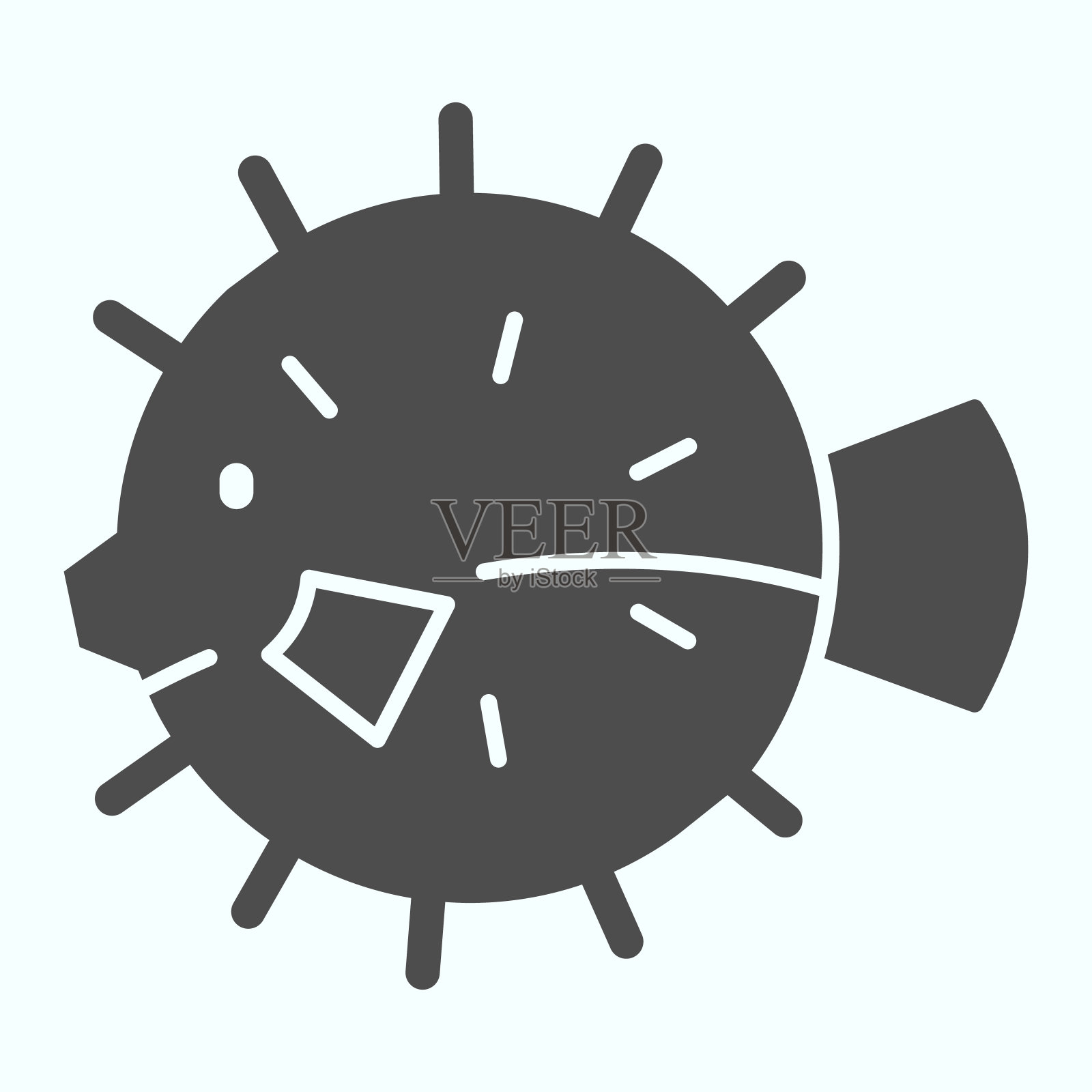 海胆固体图标。刺猬鱼插图孤立在白色。海胆字形设计风格，专为网页和应用设计。Eps 10。插画图片素材