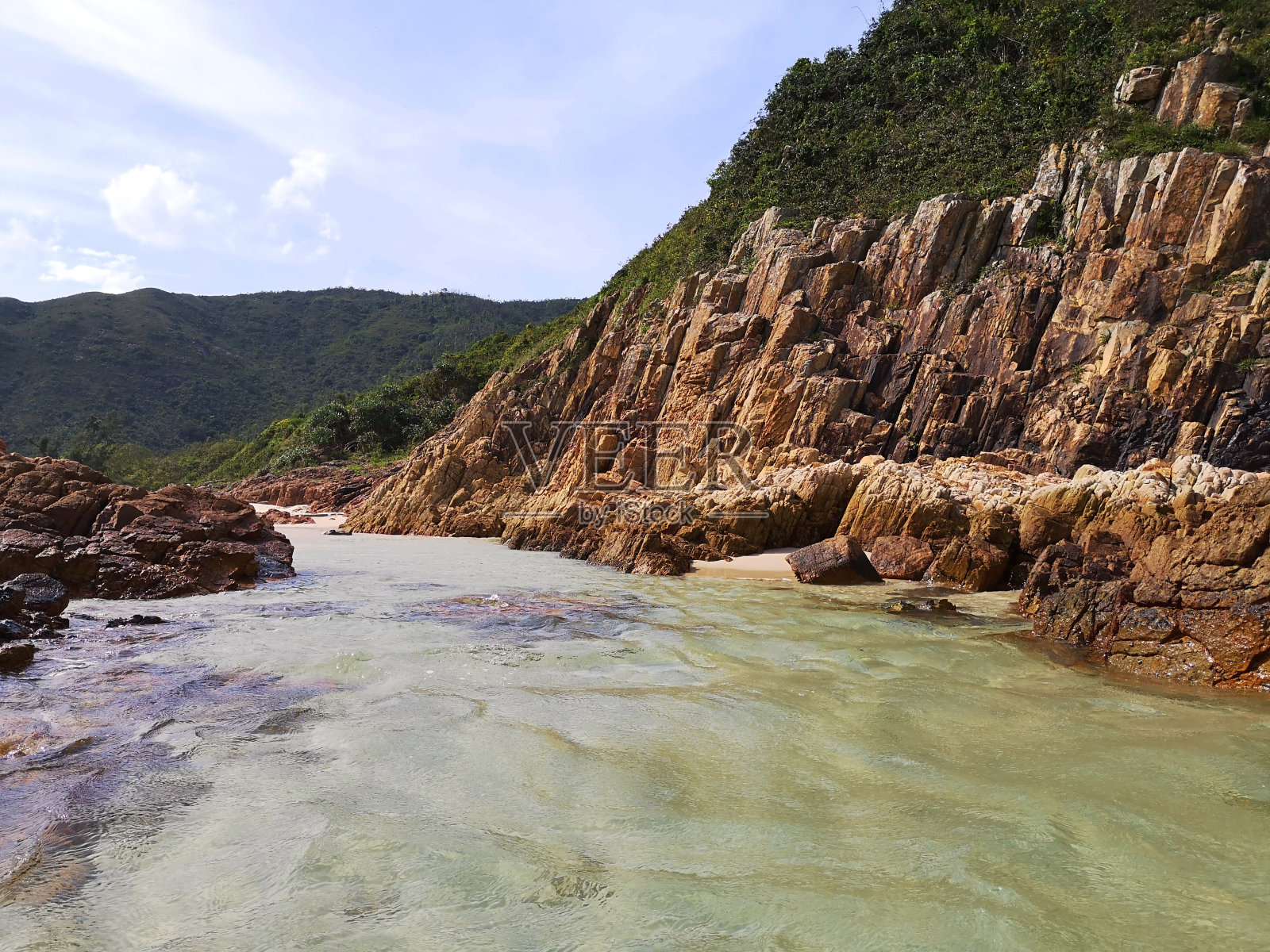 香港西贡东郊野公园朗脊滩的玄武岩照片摄影图片