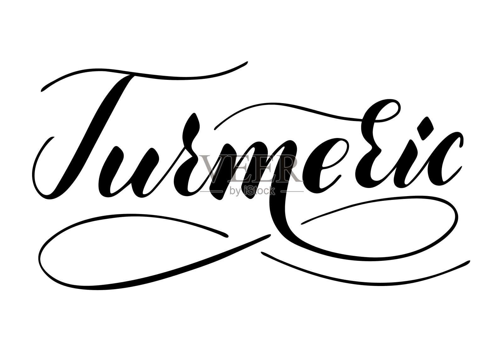 矢量手写姜黄文字孤立在白色背景设计元素图片