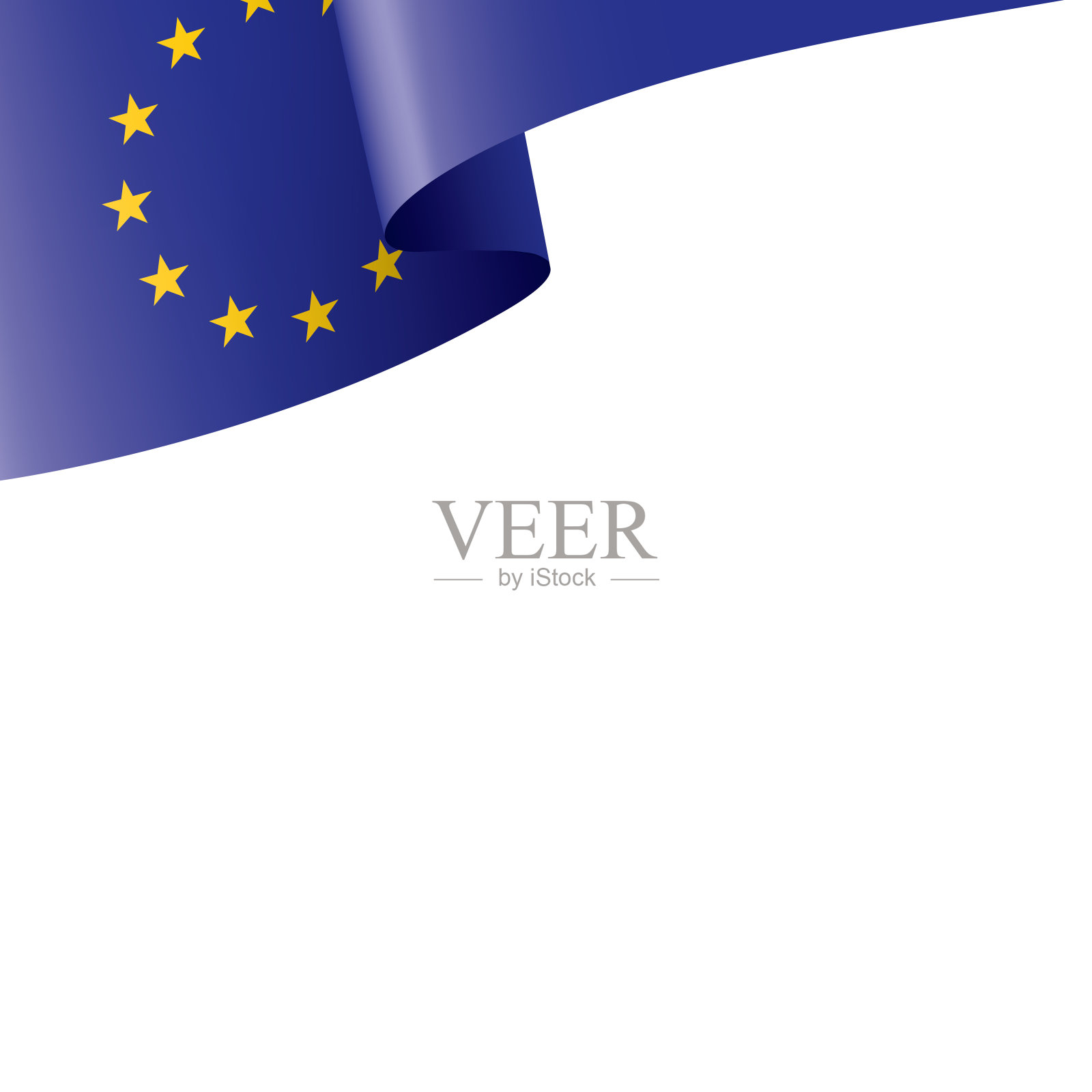 欧盟旗帜，白色背景矢量插图插画图片素材