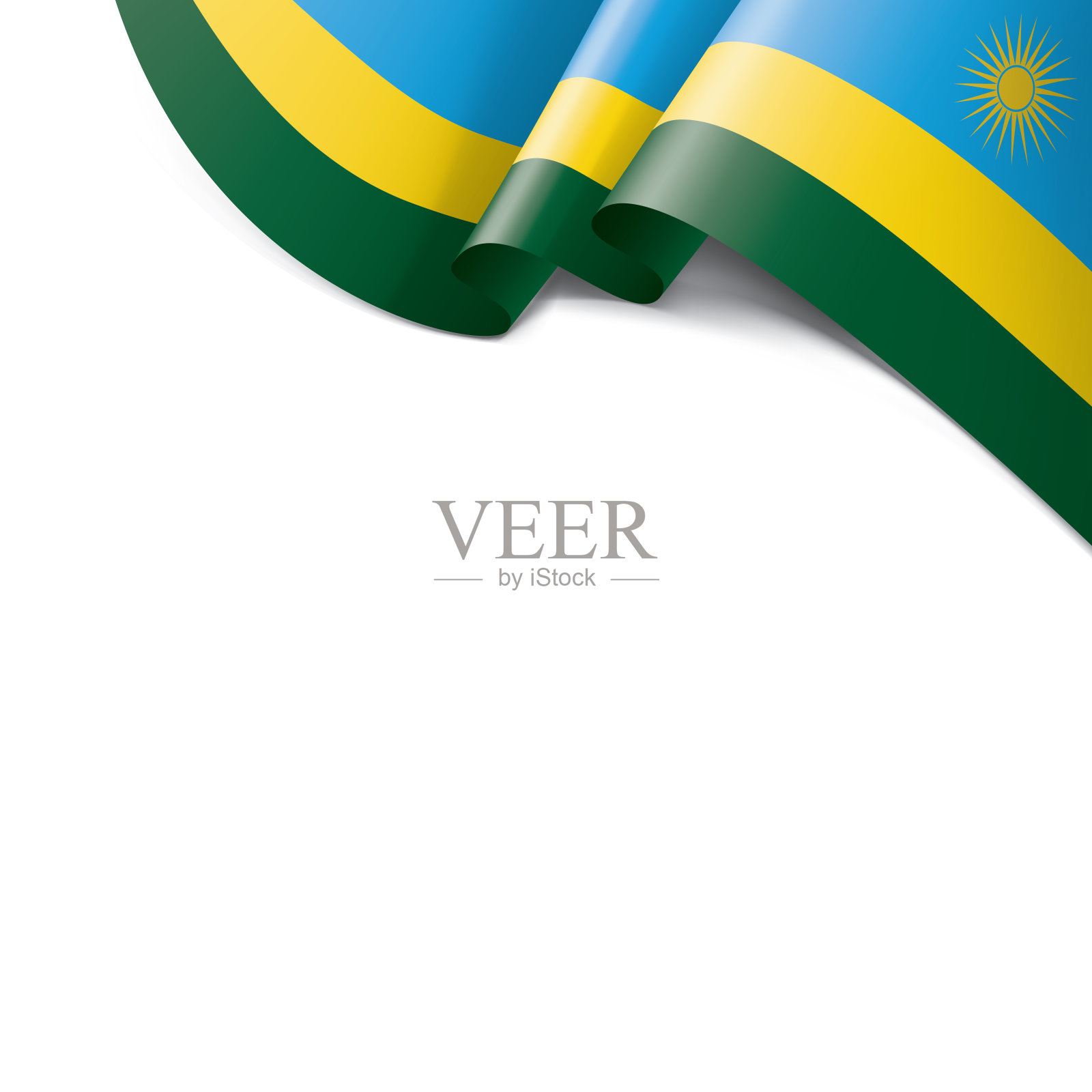 卢旺达国旗，矢量插图在白色的背景插画图片素材