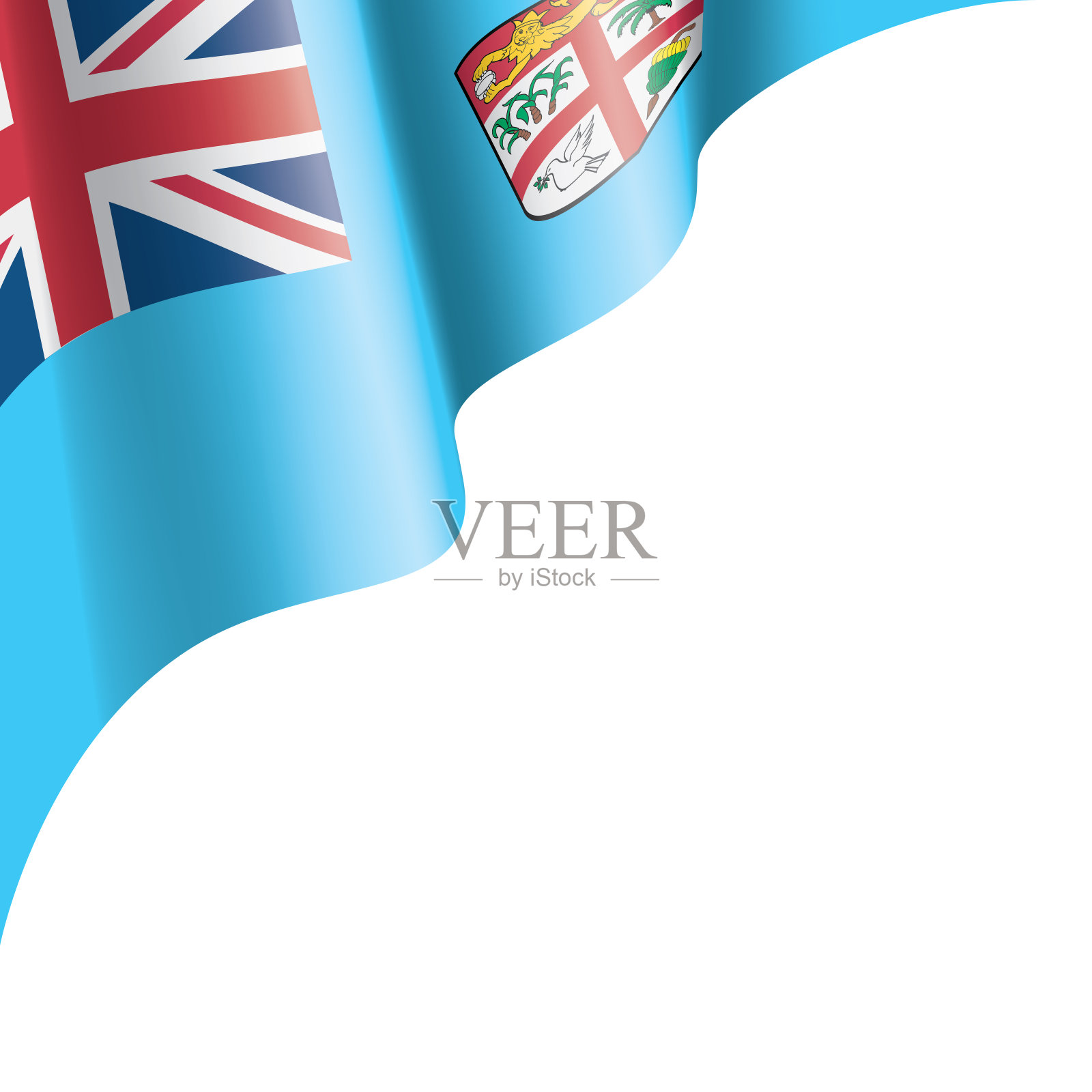 斐济旗，矢量插图在白色的背景设计元素图片