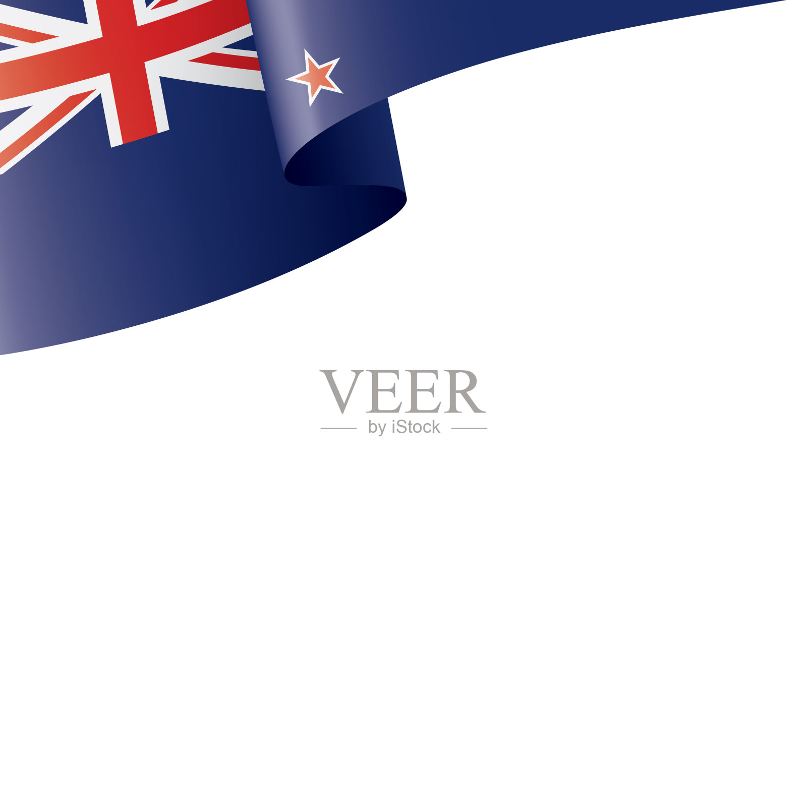 新西兰国旗，矢量插图在白色的背景设计元素图片