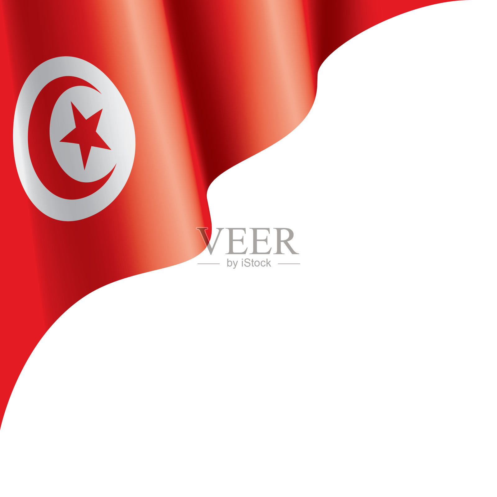 突尼斯国旗，矢量插图上的白色背景插画图片素材