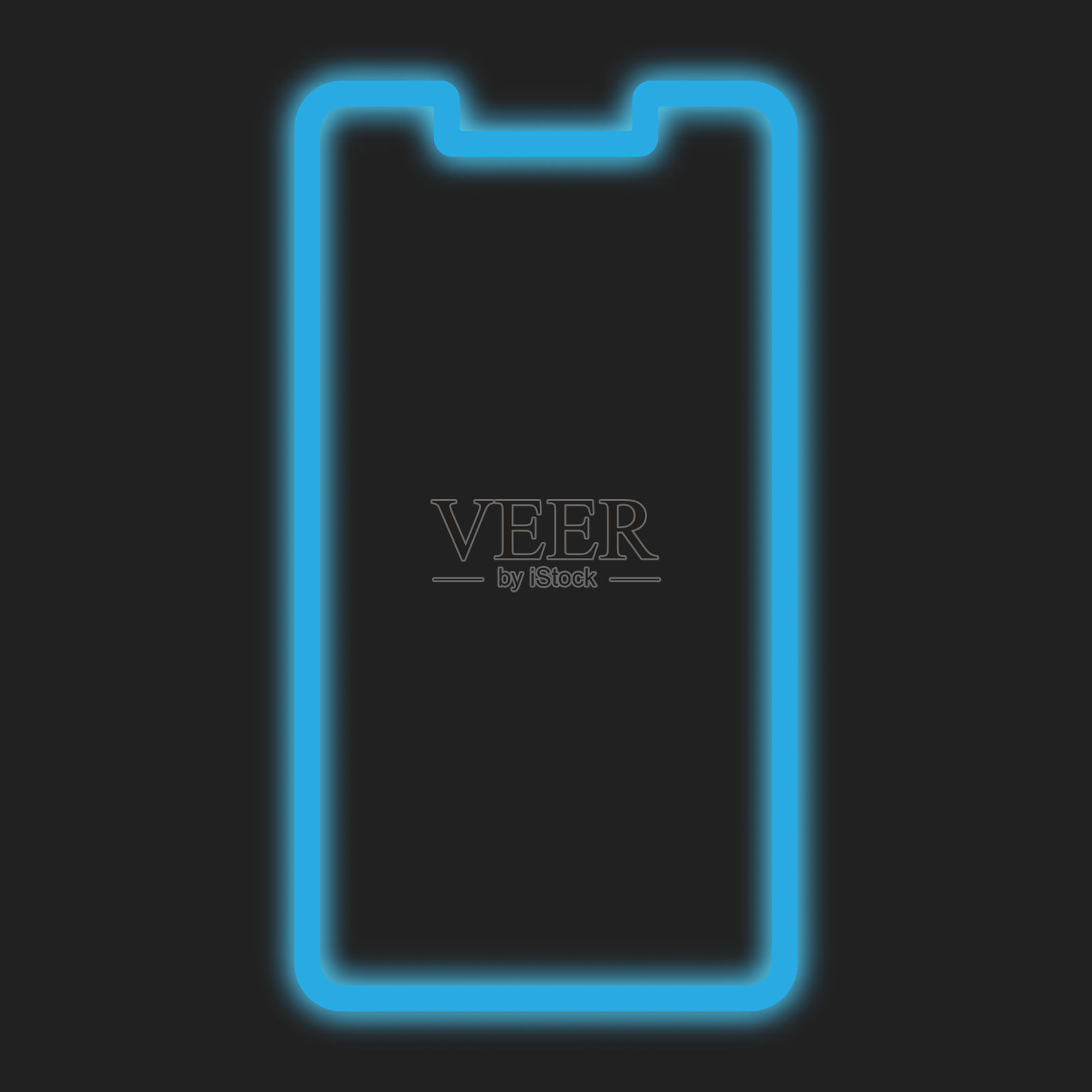 智能手机线框蓝色霓虹设计的手机屏幕，壁纸，背景。矢量图插画图片素材