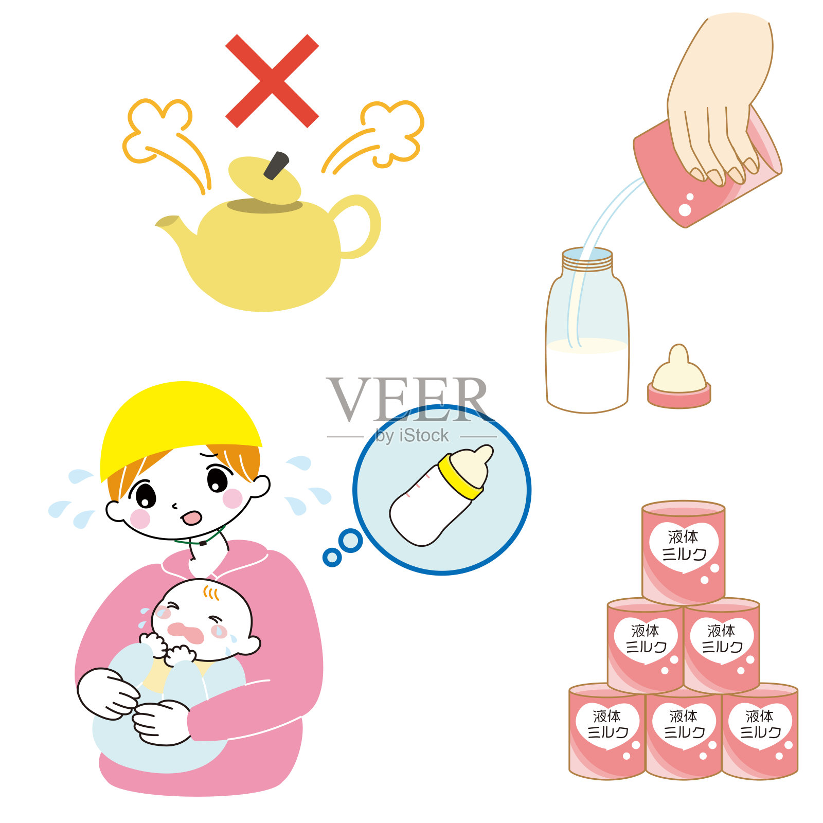 方便的液体婴儿奶的插图插画图片素材