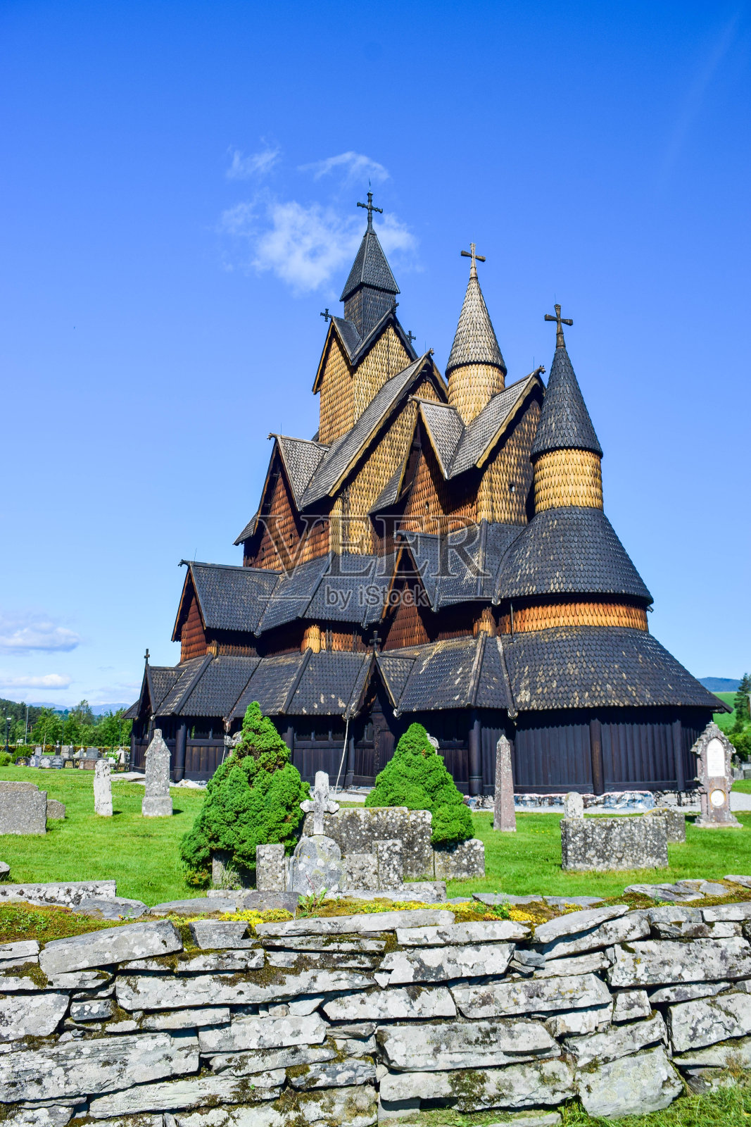 挪威的古老木制教堂照片摄影图片