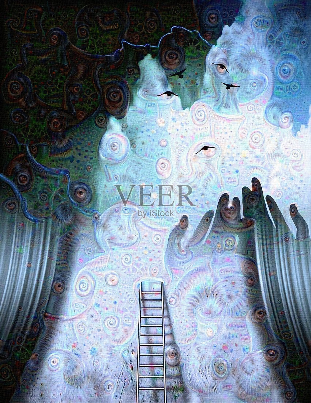 天空中的鸟儿插画图片素材