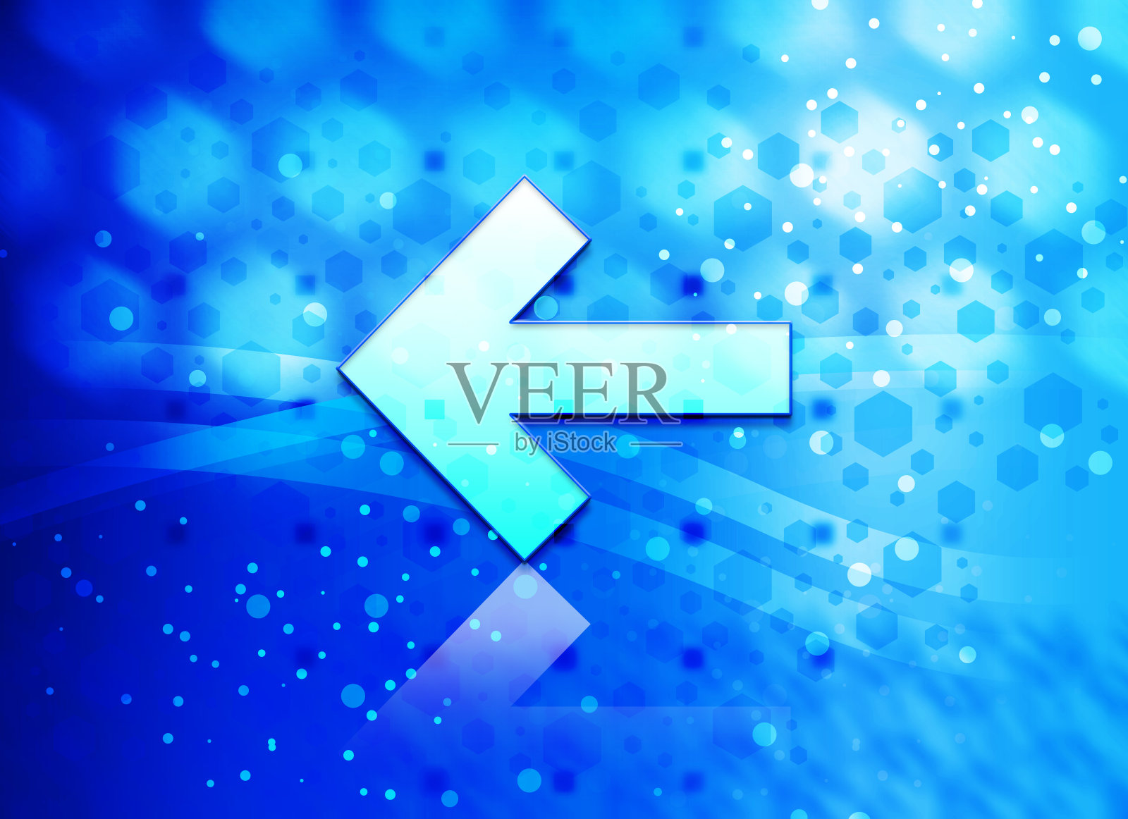后退箭头图标抽象浅青蓝六边形图案背景设计元素图片
