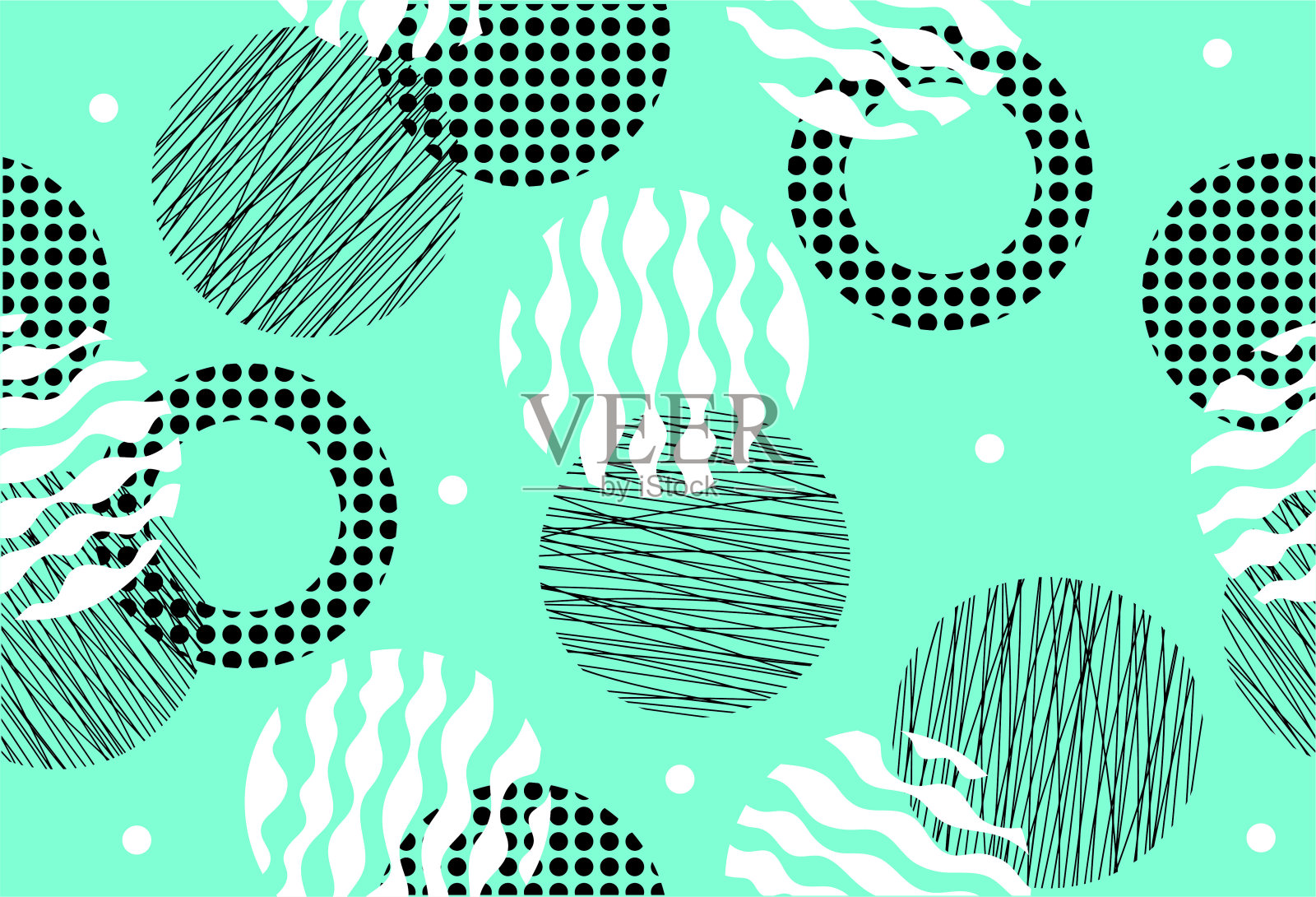 无缝图案的点和彩色几何形状插画图片素材