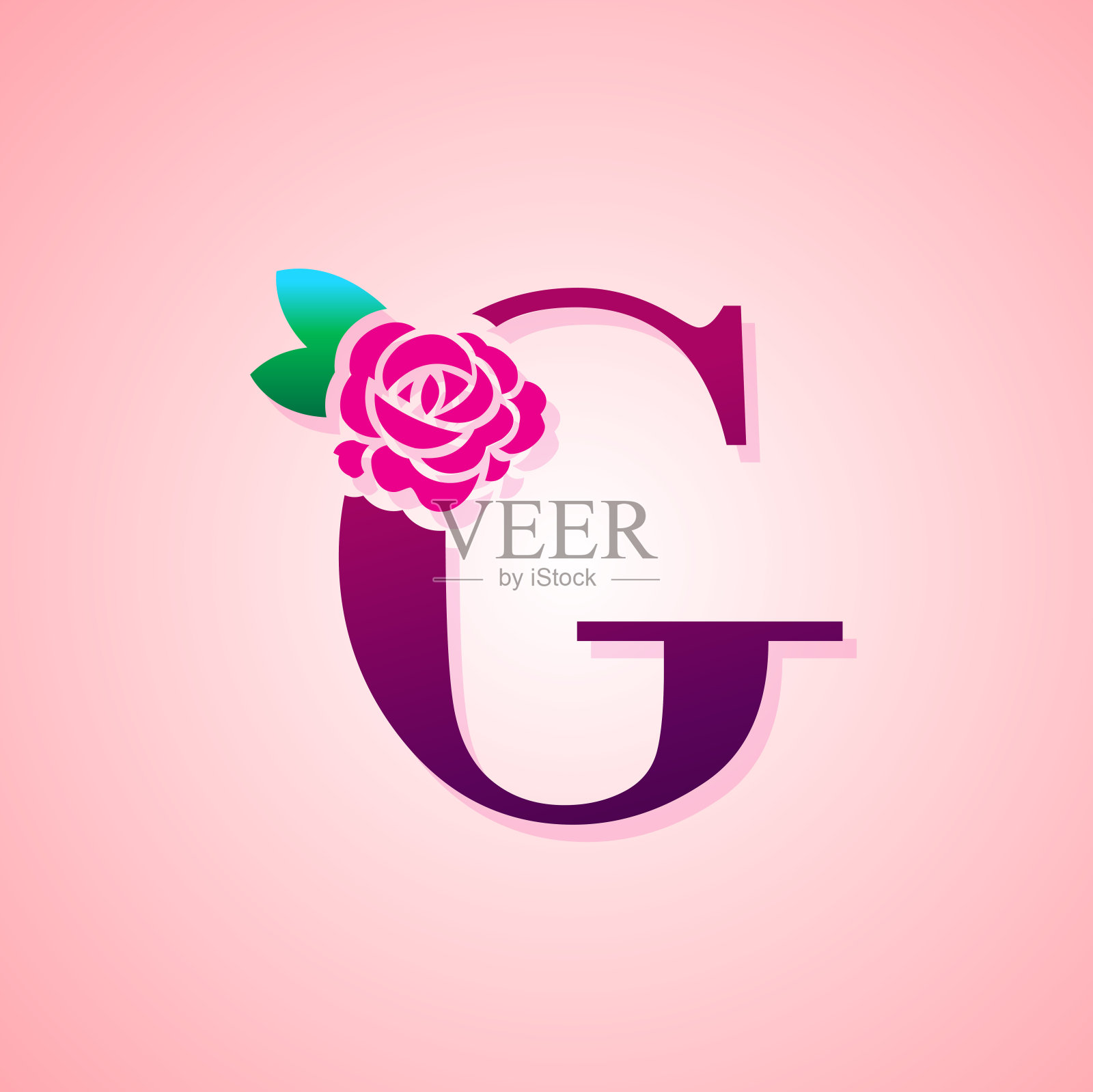 字母与玫瑰花为美丽和时尚的标志。设计元素图片