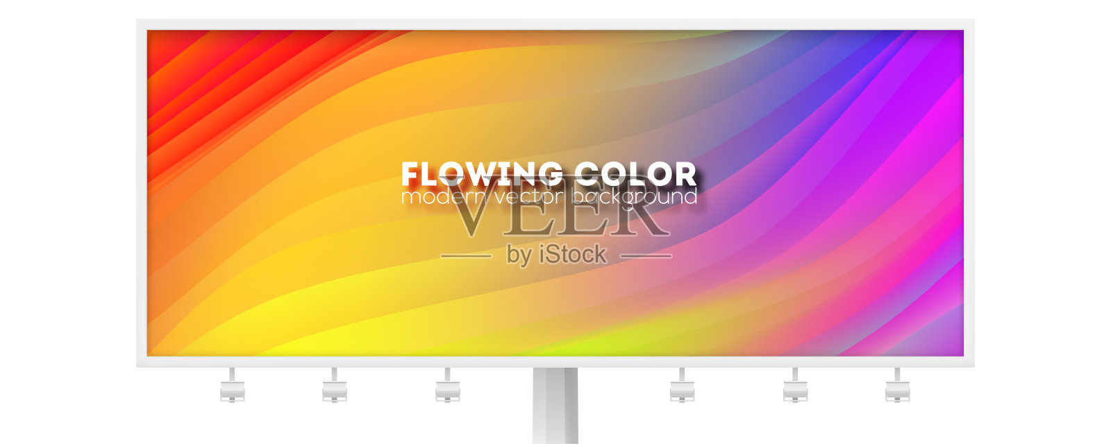 彩色液体形状的广告牌。流动模式的波。带有渐变条纹的抽象背景。流动变化的红色，黄色和粉红色的颜色。矢量插图EPS10插画图片素材